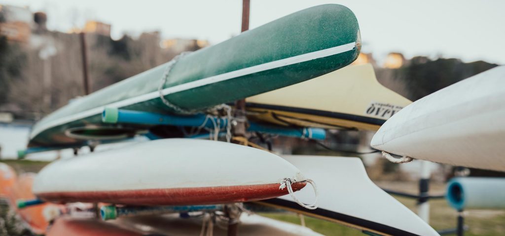 canoes on a rack