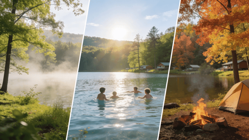 New Jersey campground shown across spring, summer, and fall to illustrate the best time to visit